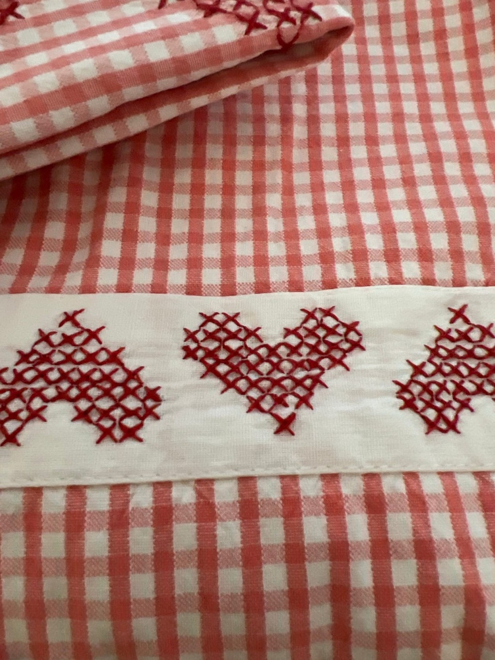 NWT IKEA Hjärtlig 1 Twin Quilt Cover 1 Pillowcase Set Red Gingham Plaid Hearts - Picture 2 of 9